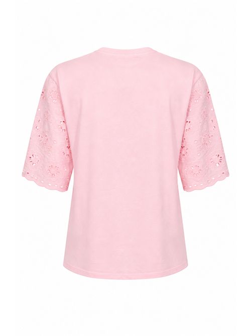 T-shirt Maisa in cotone con ricamo sangallo floreale Rosa Mc2 Saint Barth | MSA000208716L